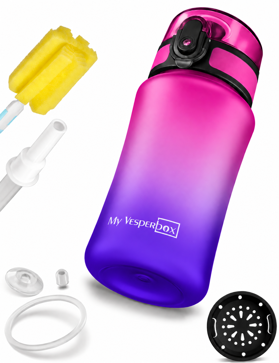 MyVesperbox Minny Trinkflasche 350 ml für Kinder – auslaufsicher, kohlensäuregeeignet, BPA-frei – Variante Lila/Violett