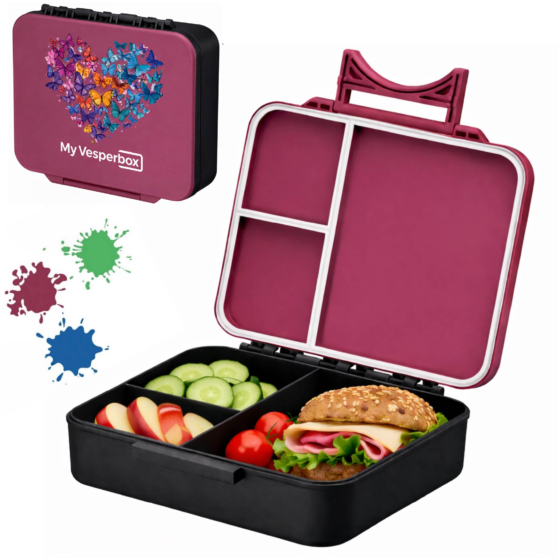 Liv Lite Brotdose Lila Schmetterlingsherz – Kinder-Brotdose aus Recyclingmaterial, Made in Germany