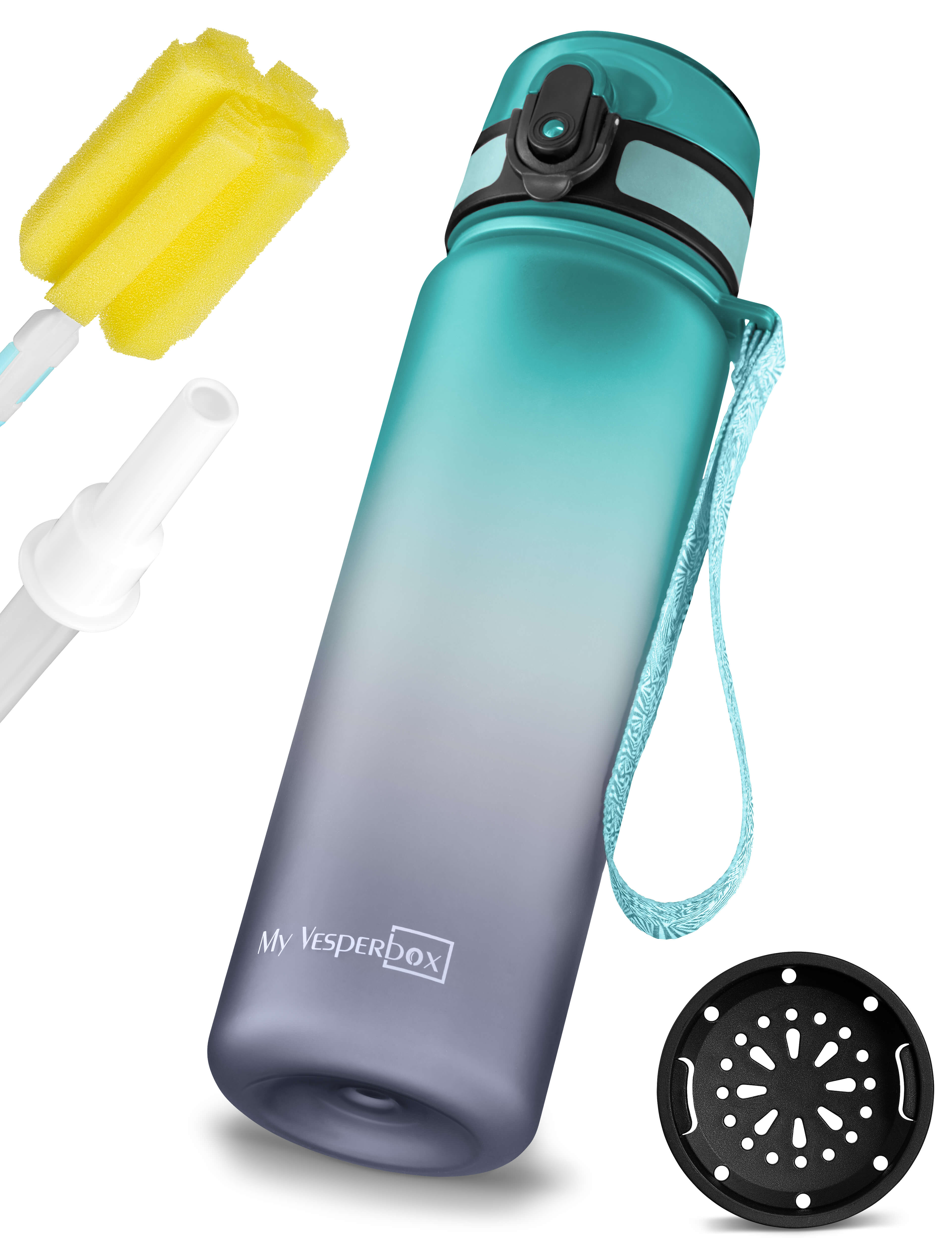Minny Trinkflasche 500 ml Grau-Blau – auslaufsicher & BPA-frei