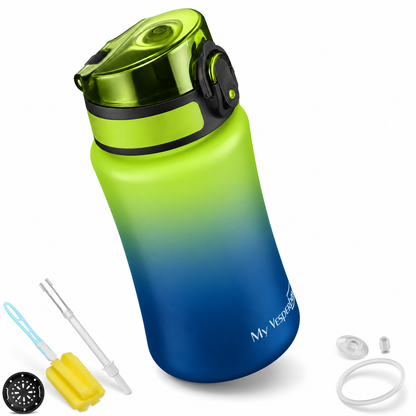 MyVesperbox Minny Trinkflasche 350 ml für Kinder – auslaufsicher, kohlensäuregeeignet, BPA-frei – Variante Limette-Petrol