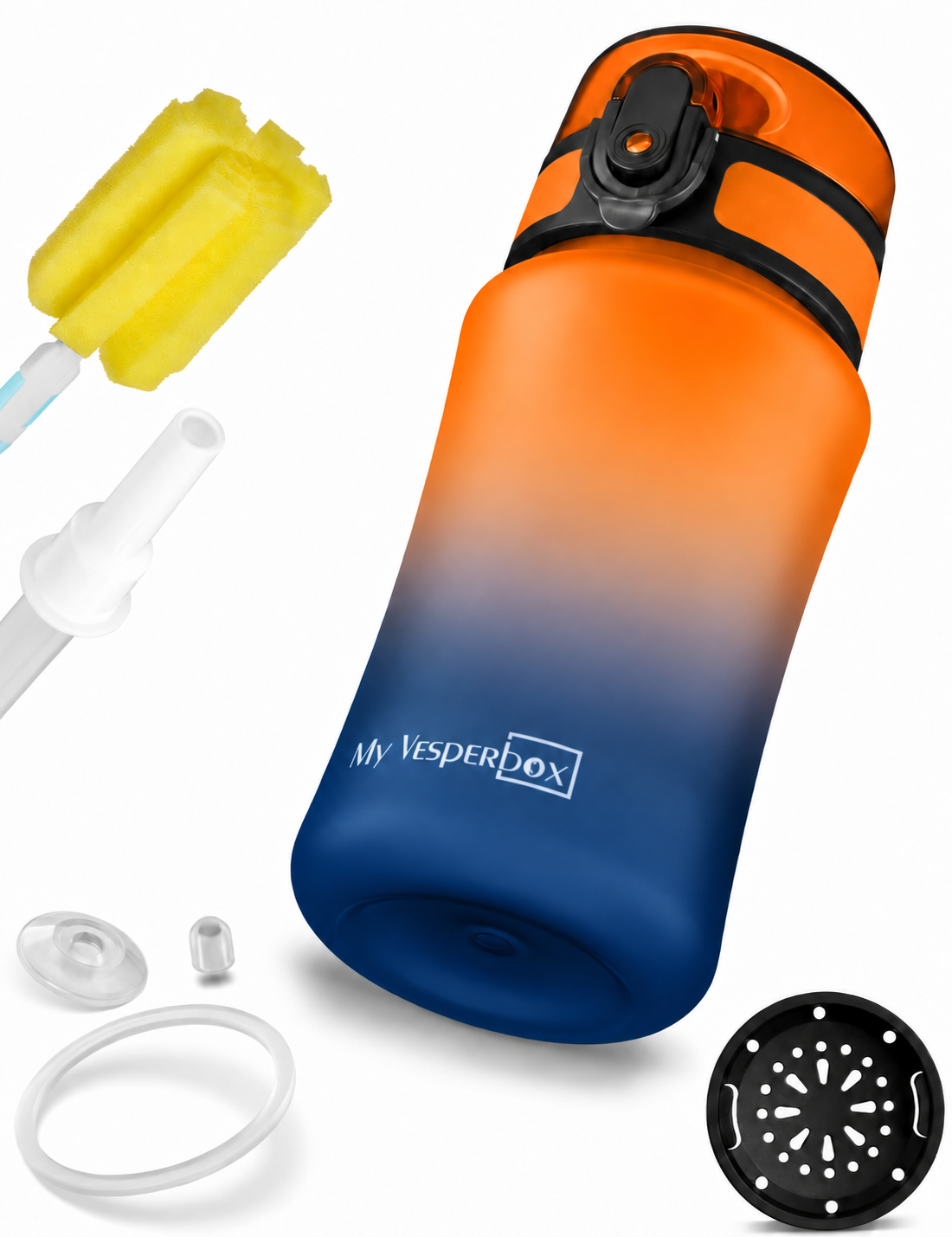 MyVesperbox Minny Trinkflasche 350 ml für Kinder – auslaufsicher, kohlensäuregeeignet, BPA-frei – Variante Orange/Petrol