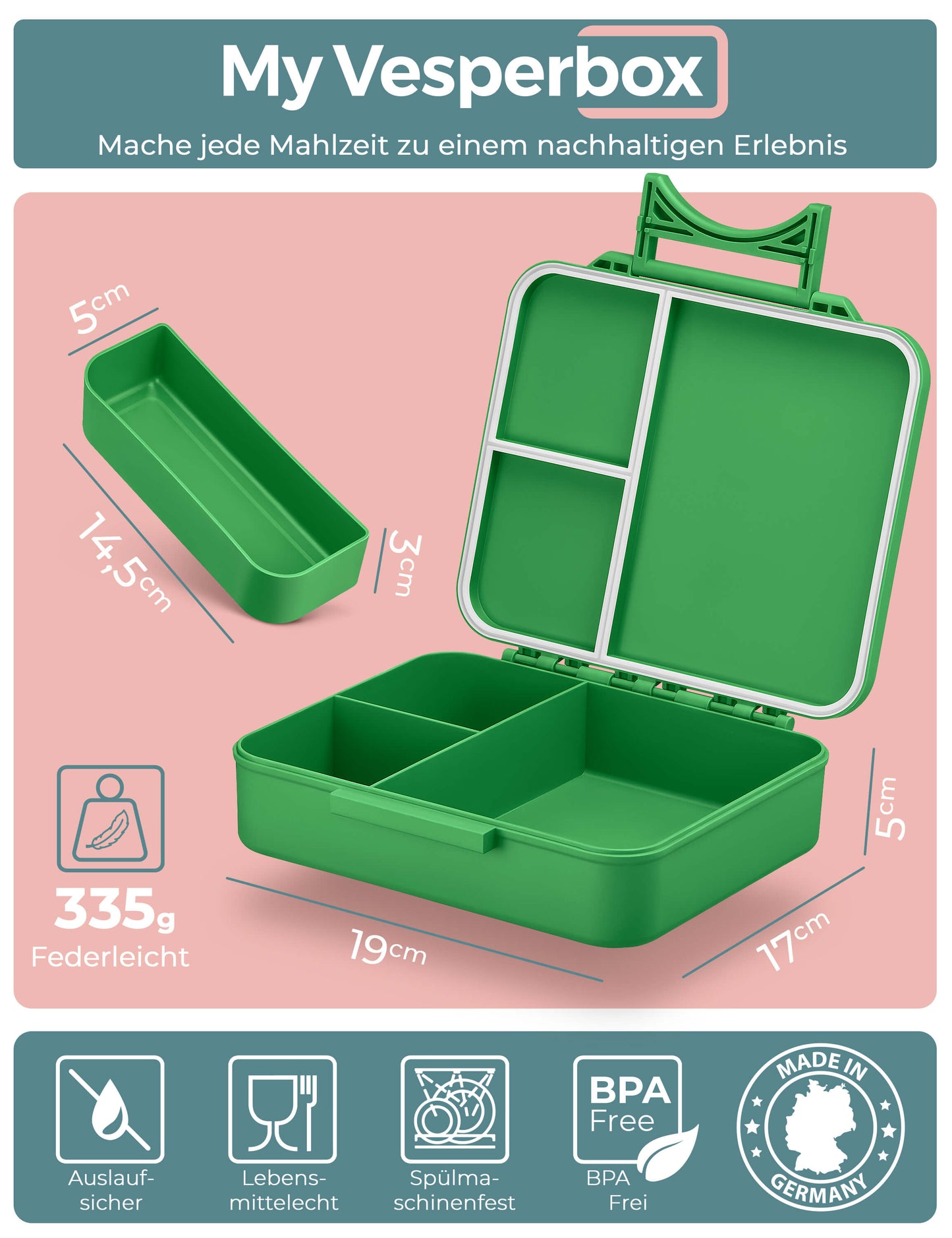 MyVesperbox Liv WM-Edition - Brotdose mit Länder-Motiven, Made in Germany, BPA-frei