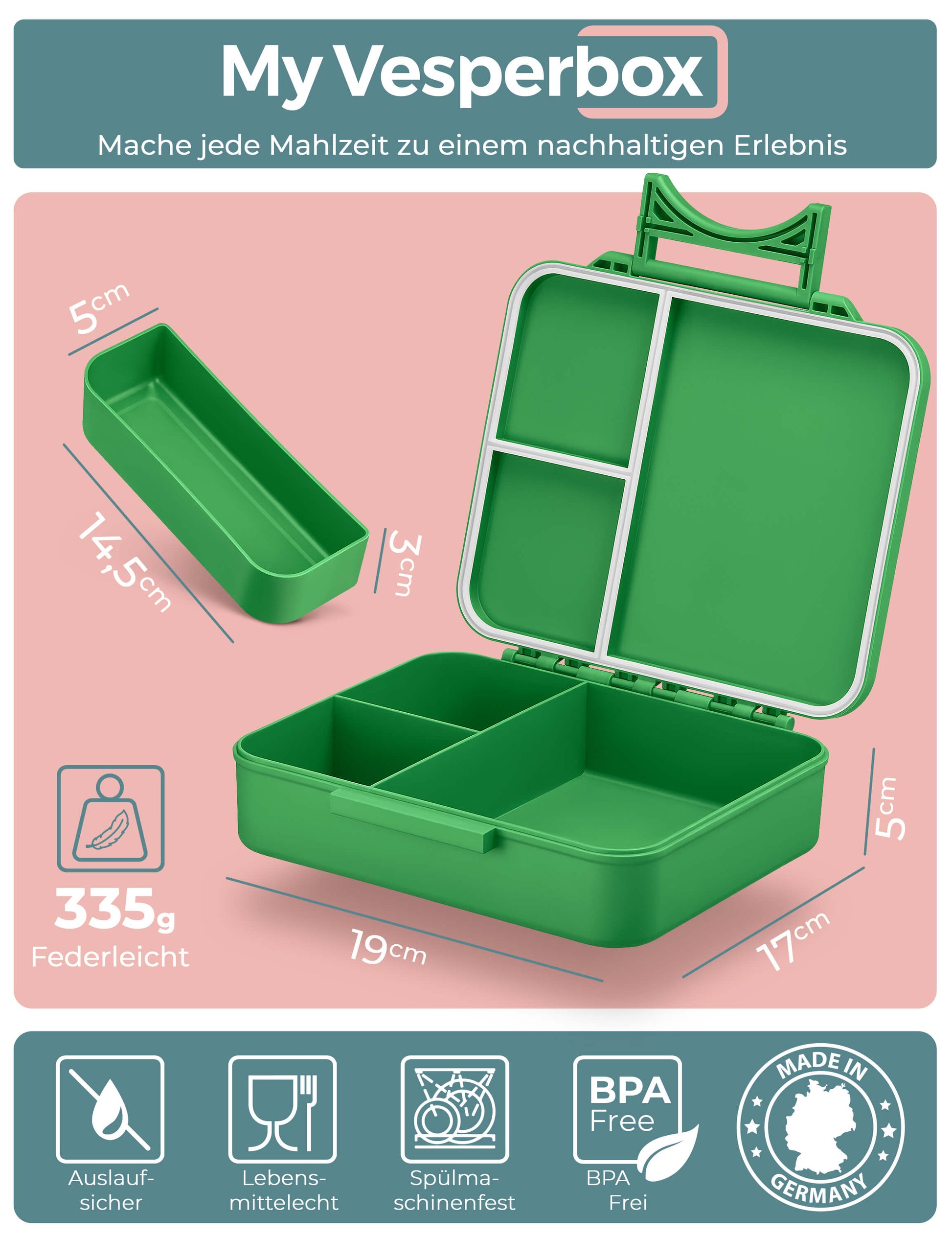 MyVesperbox Liv WM-Edition - Brotdose mit Länder-Motiven, Made in Germany, BPA-frei