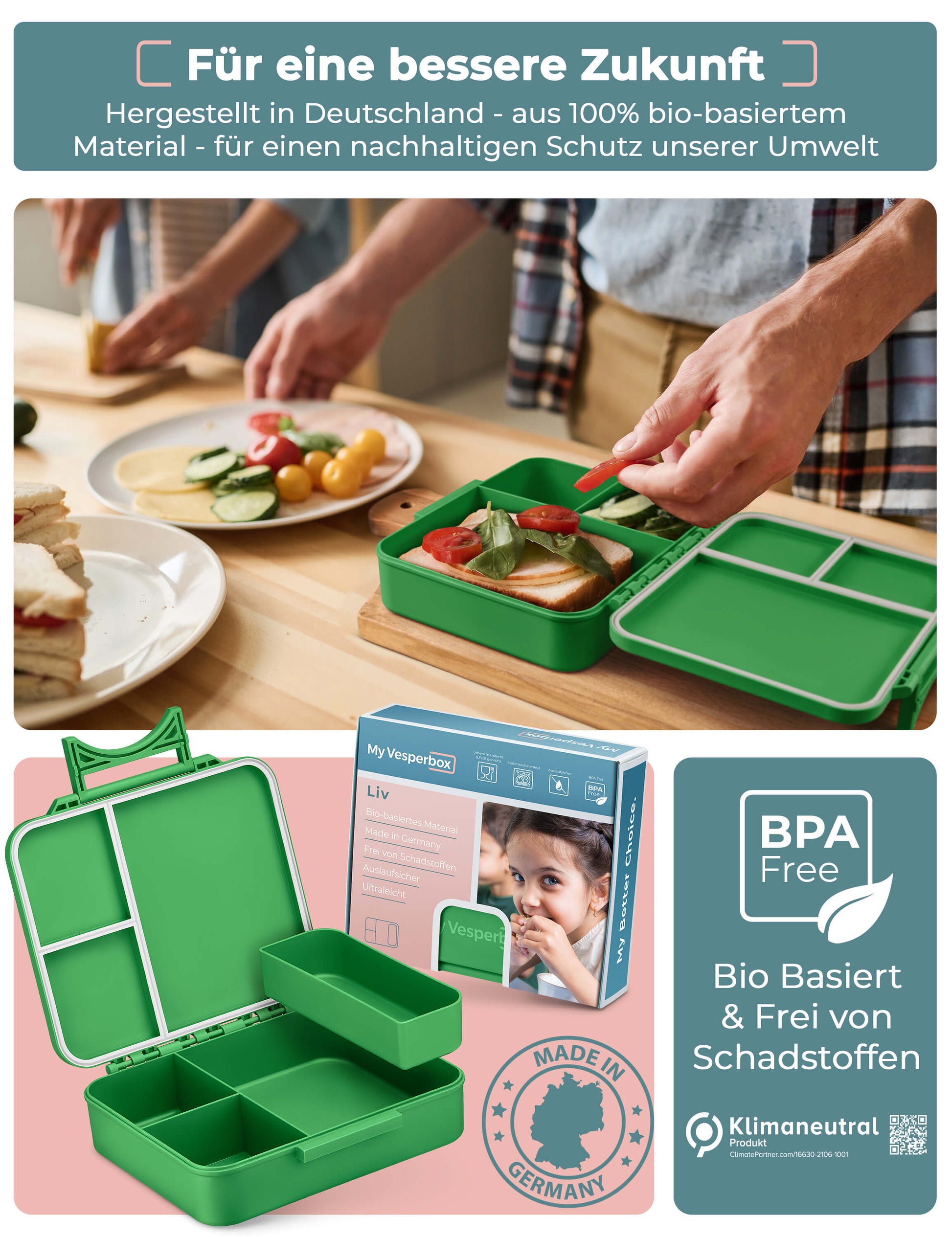 MyVesperbox Liv WM-Edition - Brotdose mit Länder-Motiven, Made in Germany, BPA-frei
