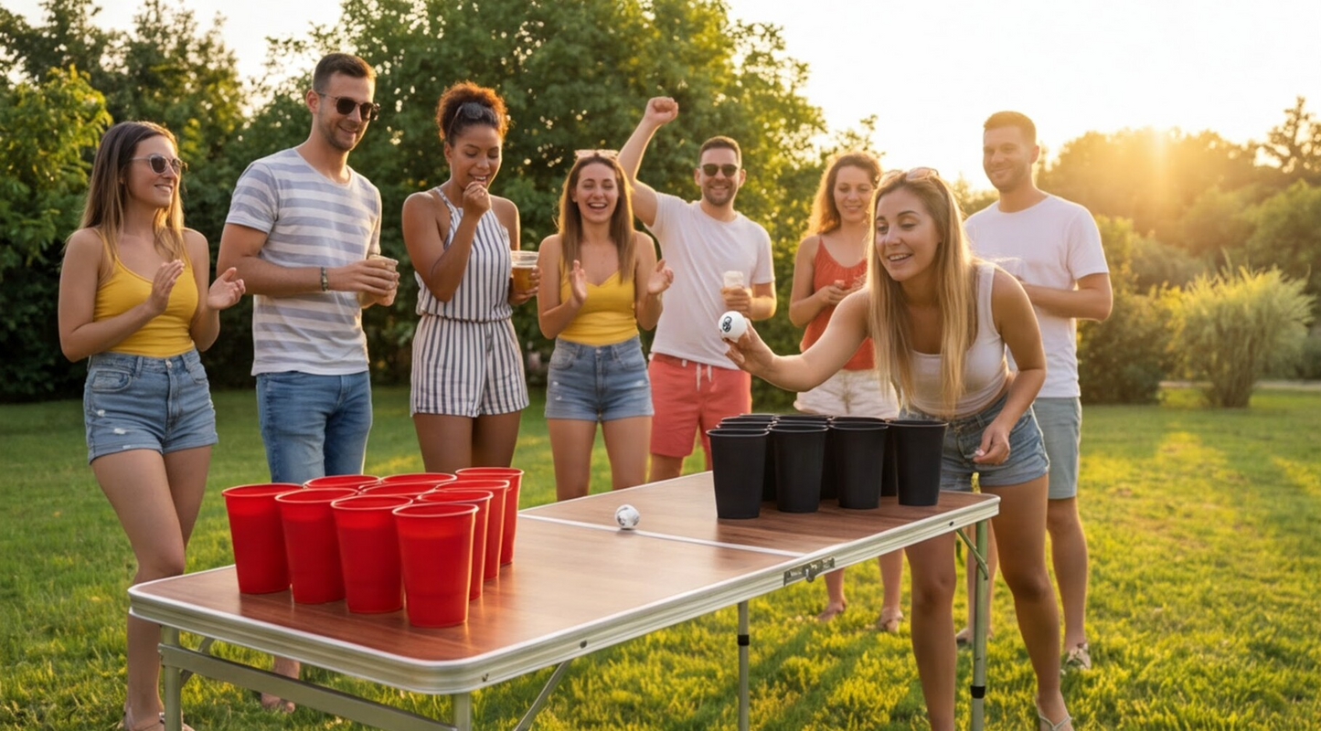 Party Becher Set Made in Germany - 22 extra stabile und nachhaltige Hartplastik Becher 450ml Spülmaschinengeeignet und Wiederverwendbar (Rot/Schwarz)