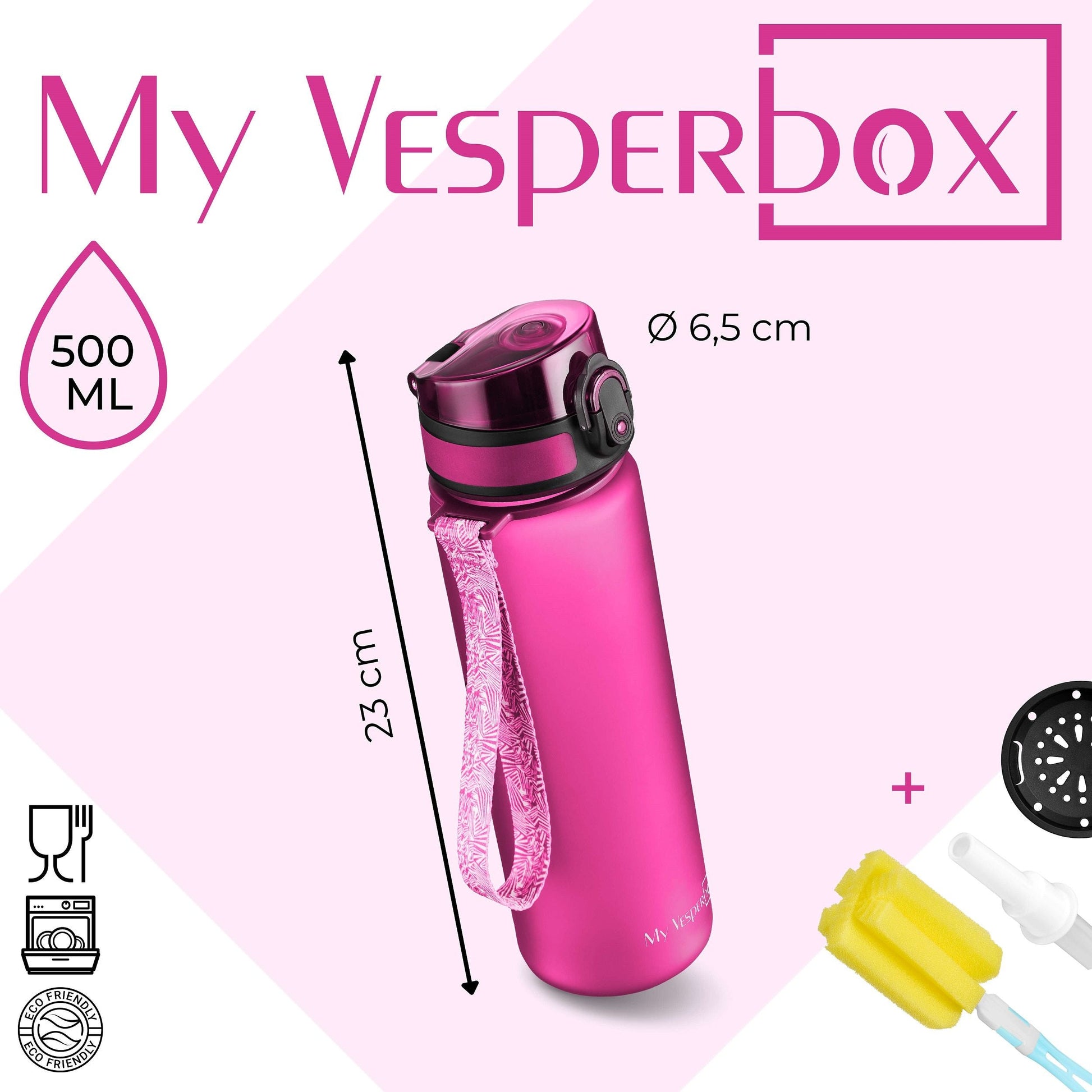 My Vesperbox Minny Drinkfles voor kinderen, lekvrij, 750 ml My Vesperbox Minny Drinkfles voor kinderen, lekvrij, 750 ml