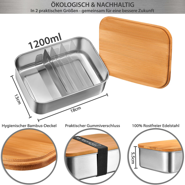 My Vesperbox Fima - Edelstahl Lunchbox mit Schneidebrett - 850 / 1200ml